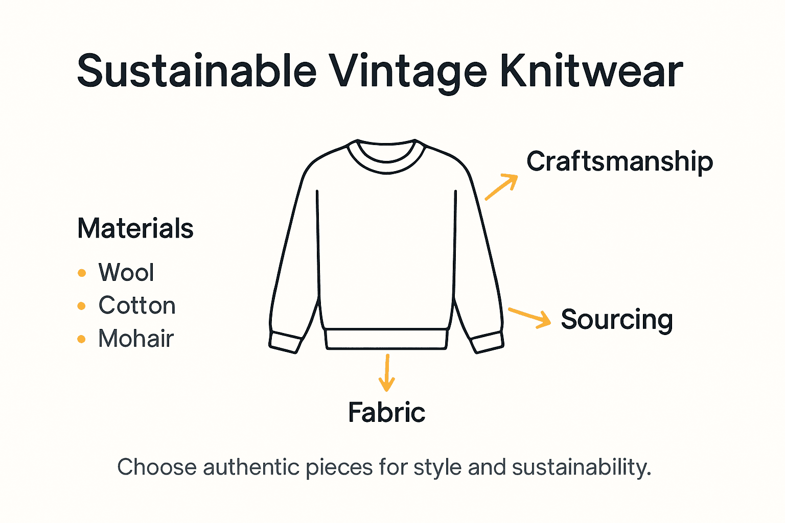 Infographic summarizing sustainable vintage knitwear sourcing