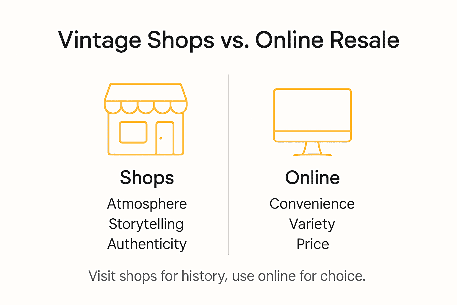 Infographic comparing vintage shops and online resale