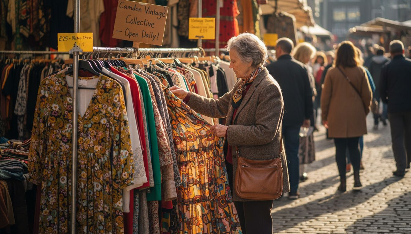 Woman searching at UK vintage market