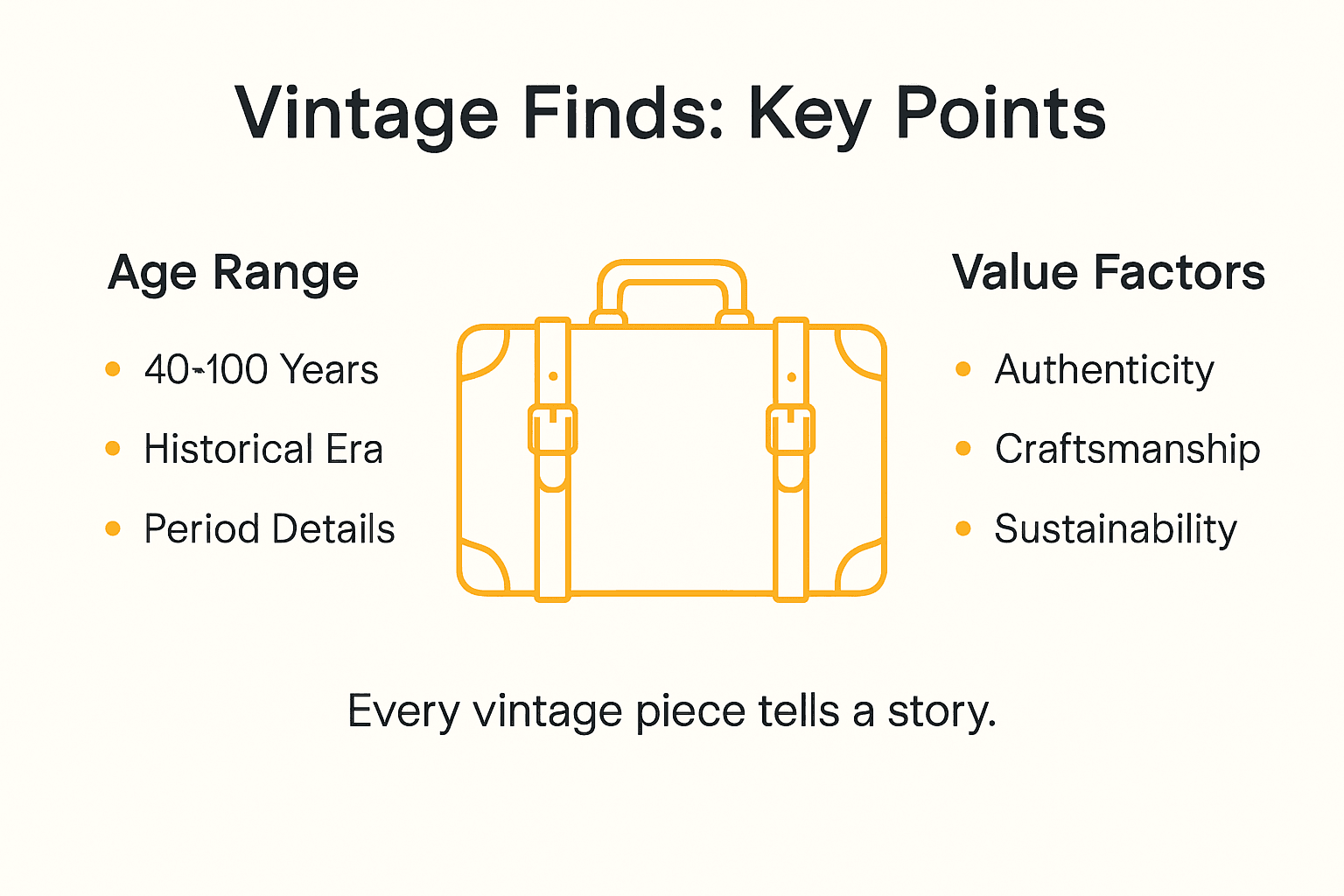 Infographic showing vintage find overview and key points