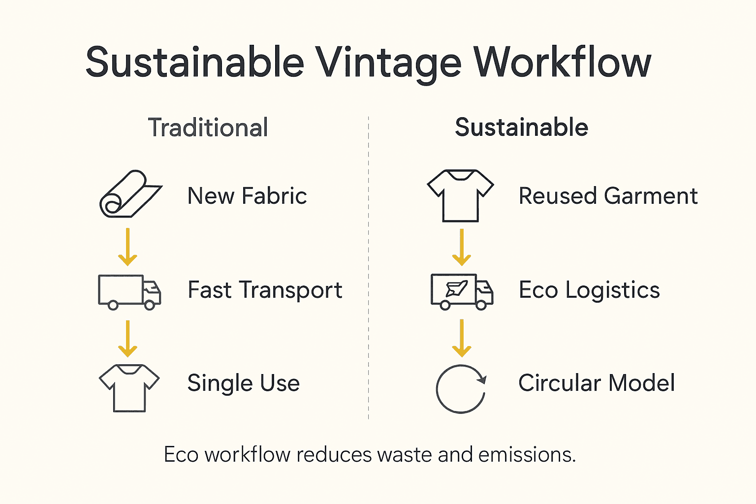 Infographic showing sustainable vintage fashion workflow