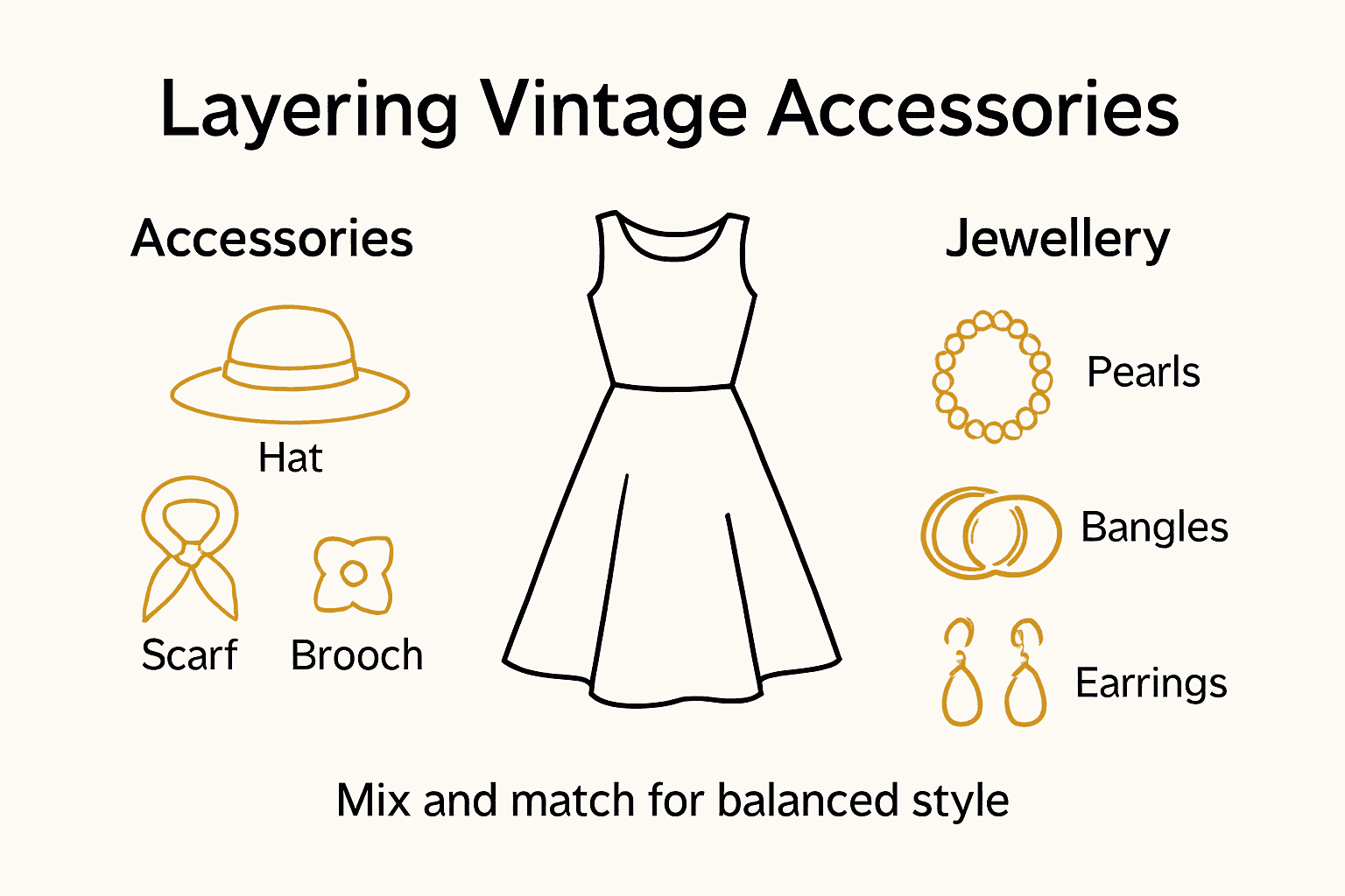 Infographic shows vintage accessory layering steps