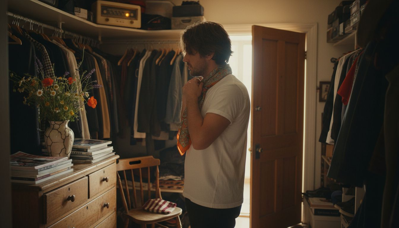 Man mixing vintage and modern accessories