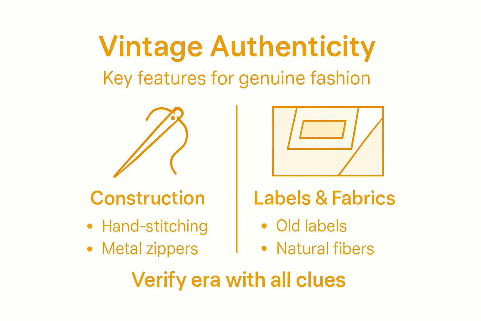 Infographic showing vintage garment authenticity tips