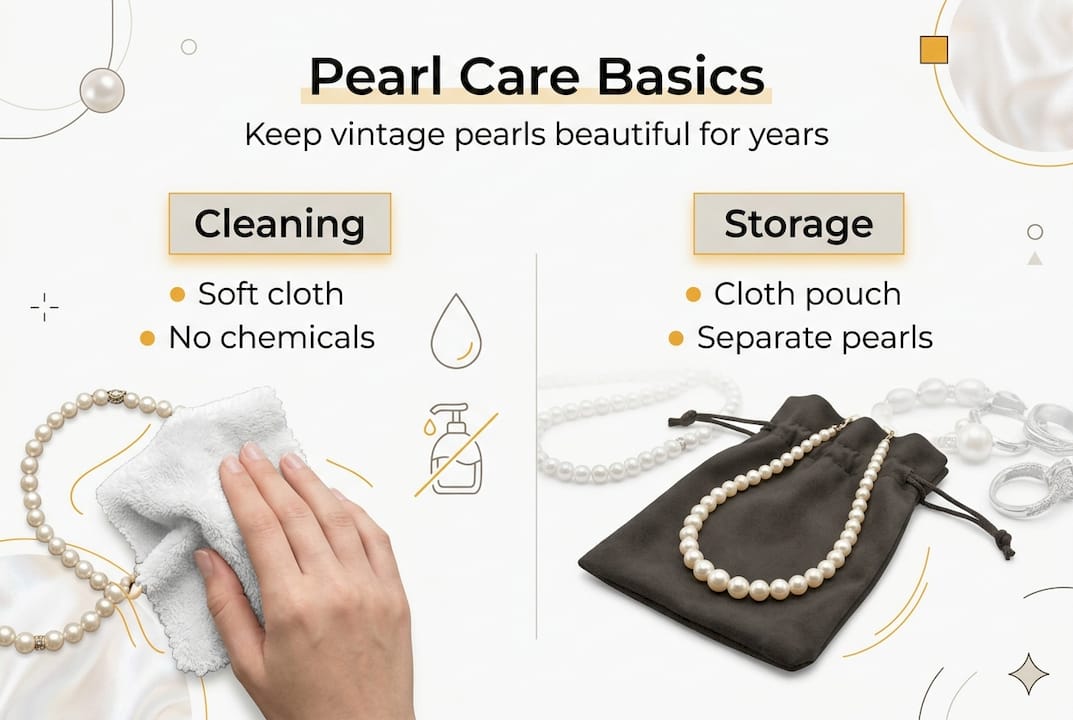 Infographic shows basic care steps for pearls