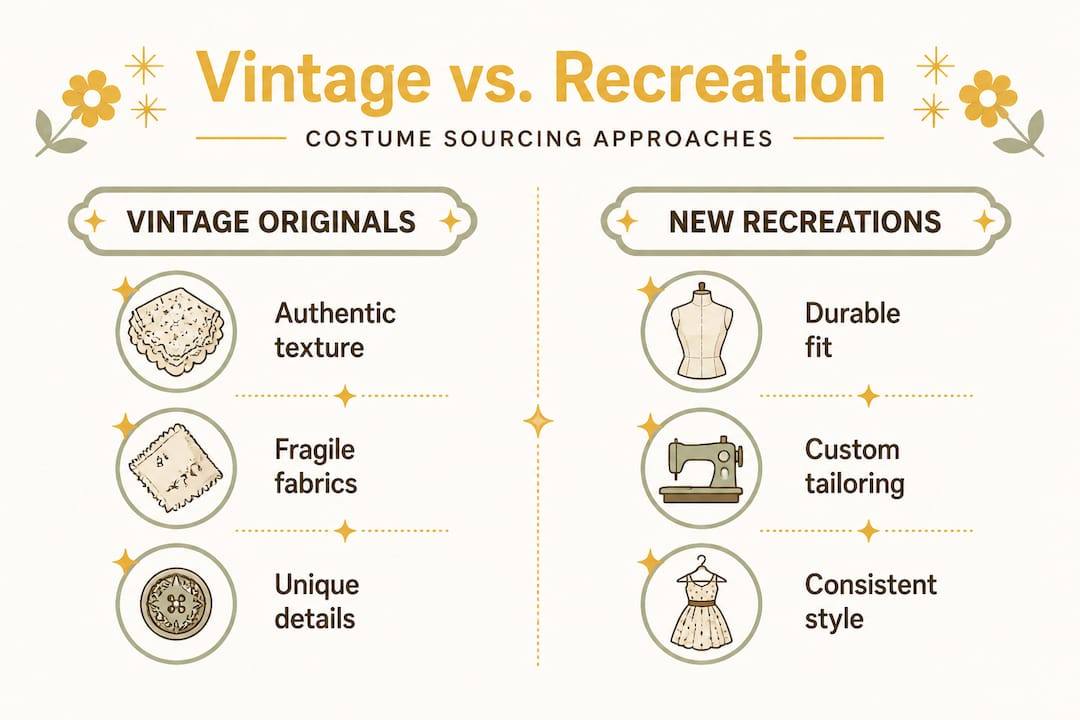 Infographic comparing vintage originals and recreations