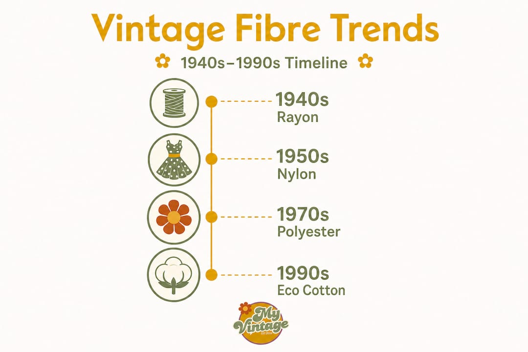 Vintage fibre timeline from rayon to eco cotton