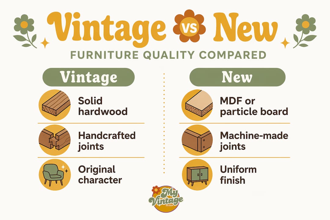Infographic comparing vintage and new furniture quality