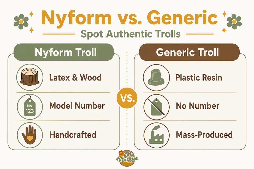 Infographic comparing authentic Nyform and generic trolls