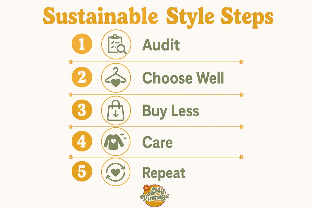 Infographic illustrating sustainable style steps
