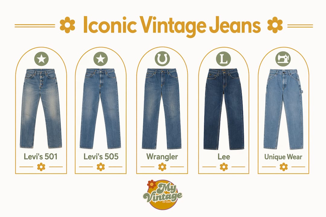 Infographic showing iconic vintage denim styles hierarchy