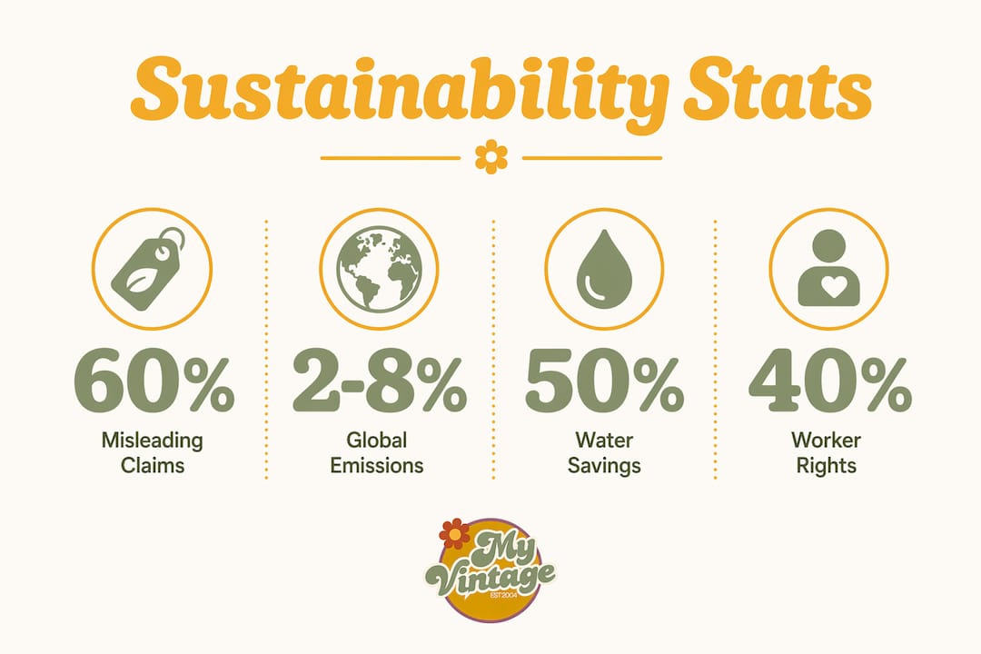 Infographic showing key sustainability statistics in fashion