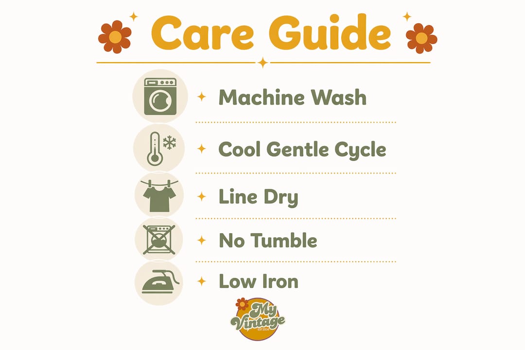 Infographic showing 5 step care guide for crimplene fabric