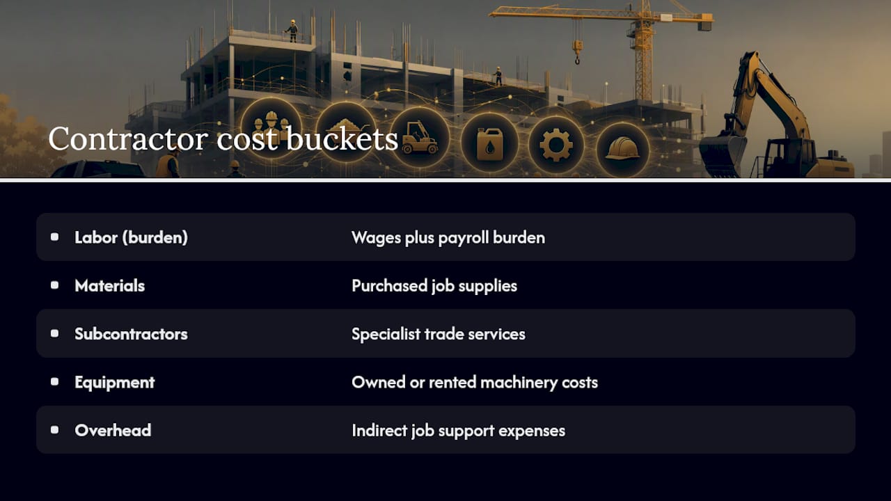 Diagram of five major contractor cost categories