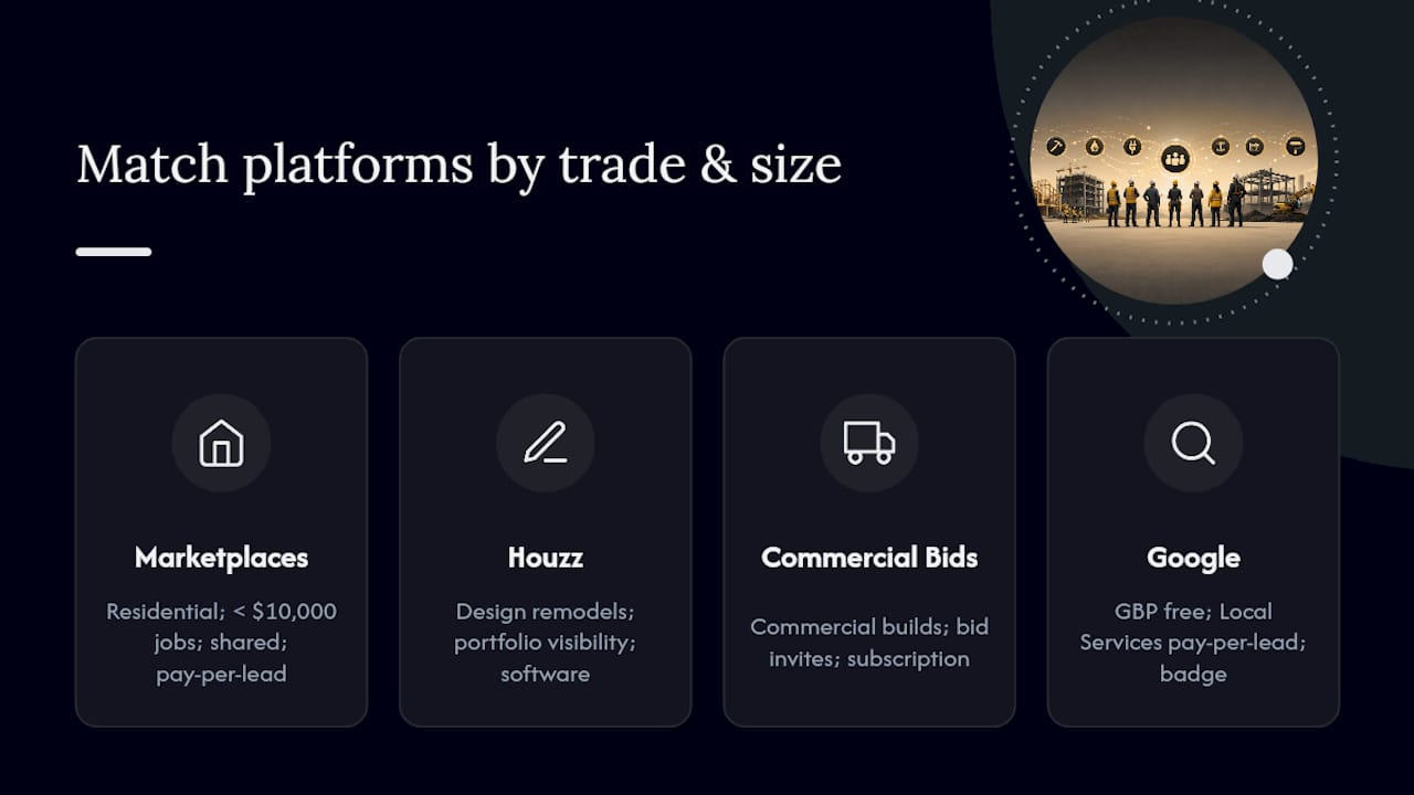 Comparison of contractor lead platforms by job type and pricing