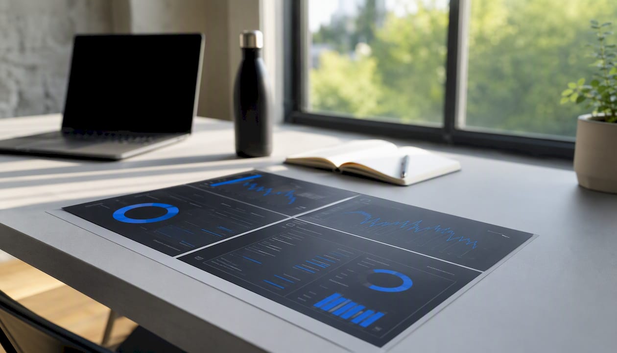 Paper mockup of marketing dashboard layout