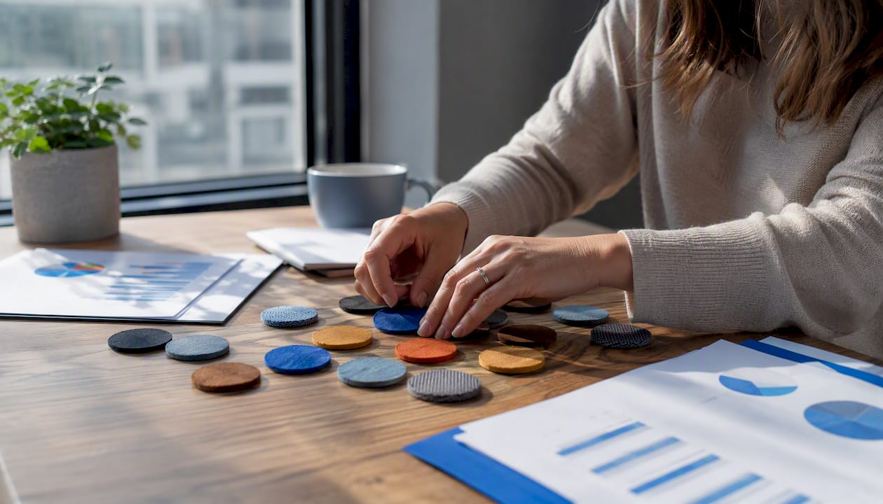 Hands reallocating marketing budget tokens