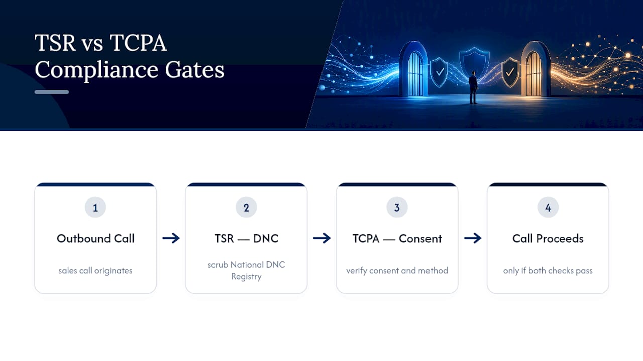 Two independent DNC and consent compliance checks