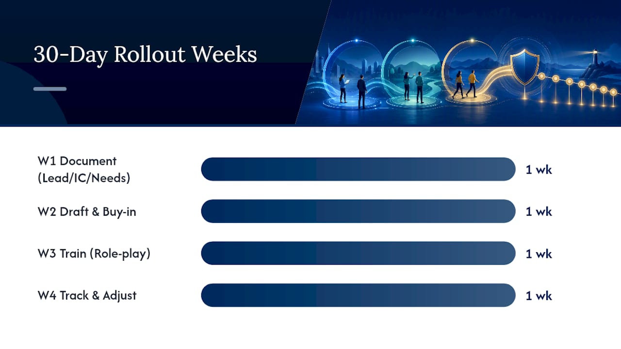 Four-week rollout for standardizing three sales stages