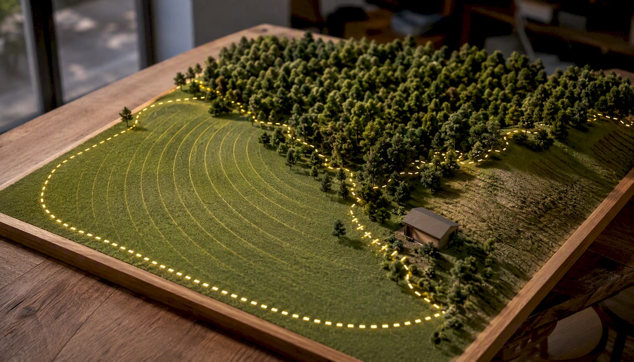 Illustration of terrain affecting GPS boundaries