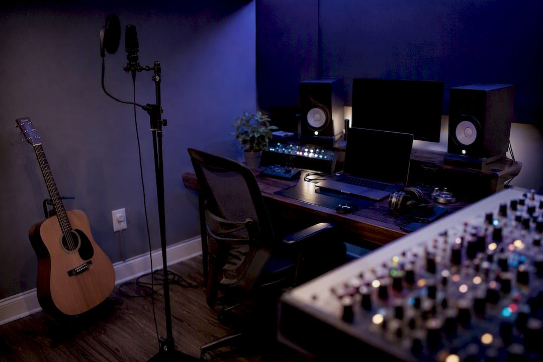 Modern home music studio corner