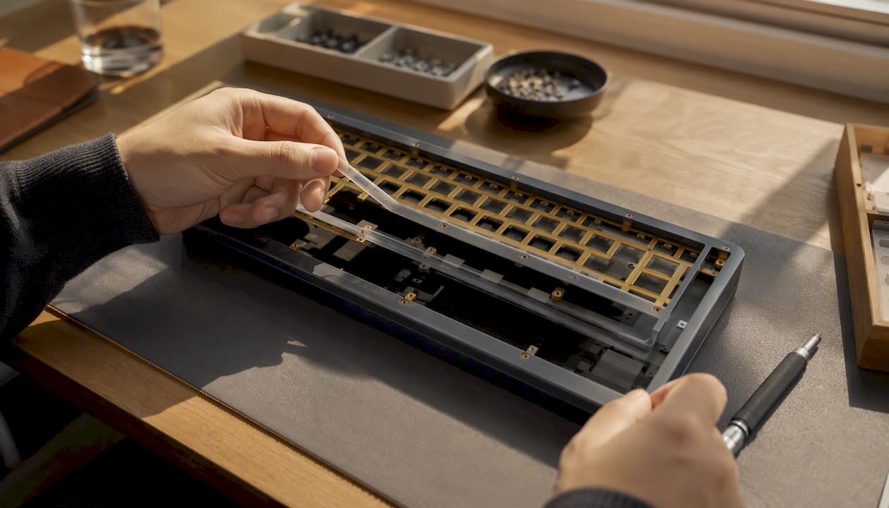 Detail of keyboard gasket mount interior assembly