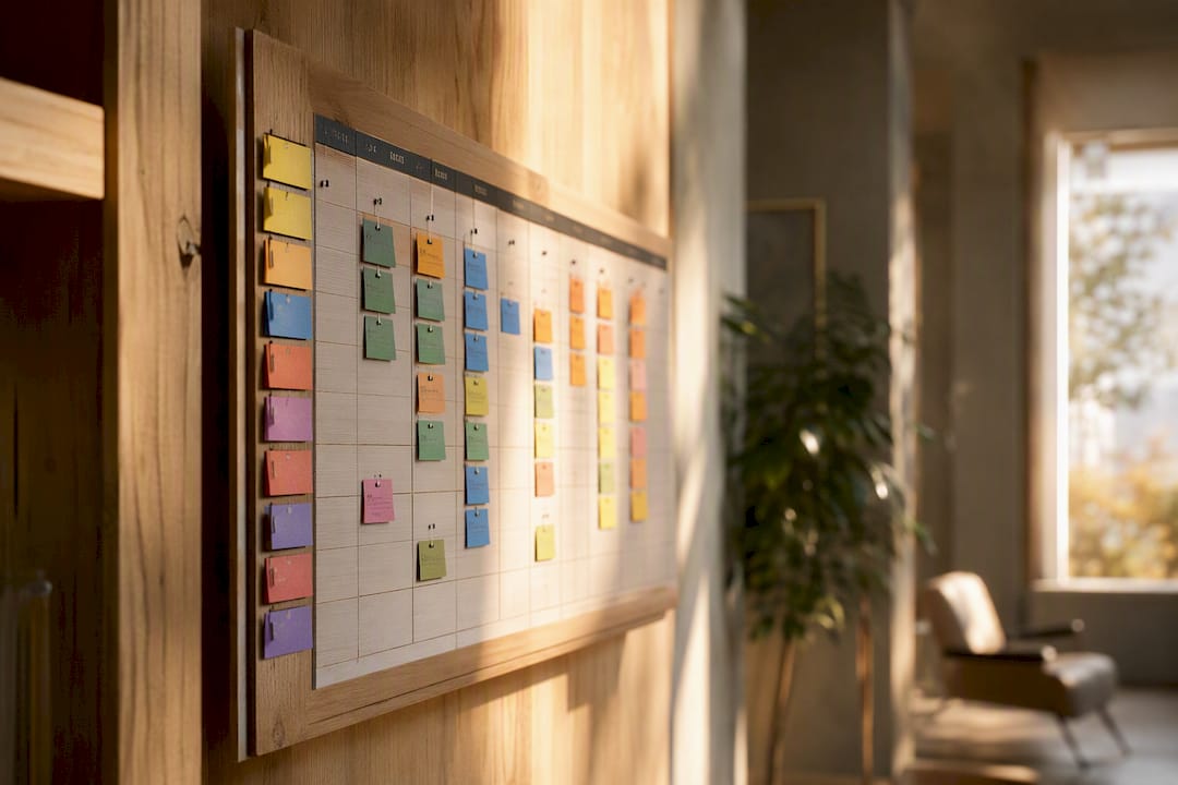 Kleurgecodeerde kalender met details van de salonruimte
