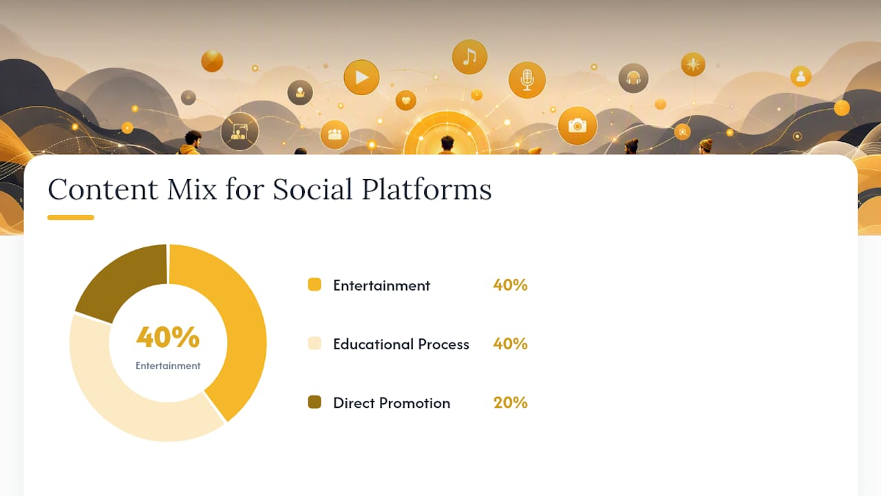 Diagram of content mix percentages for social media promotion
