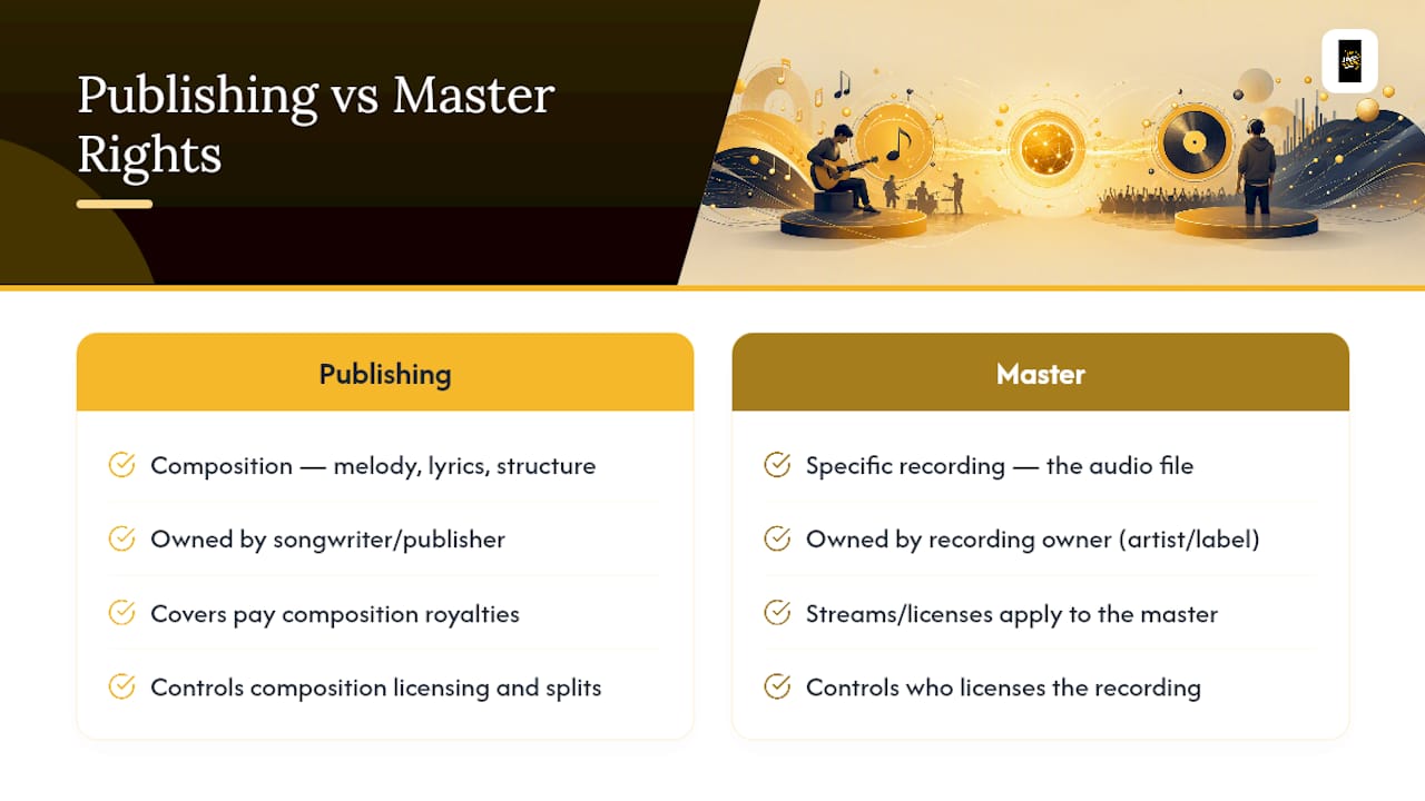 Publishing rights versus master rights comparison