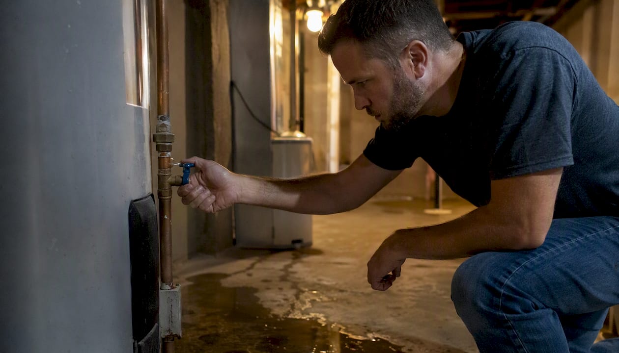 Turning off water valve on leaking water heater