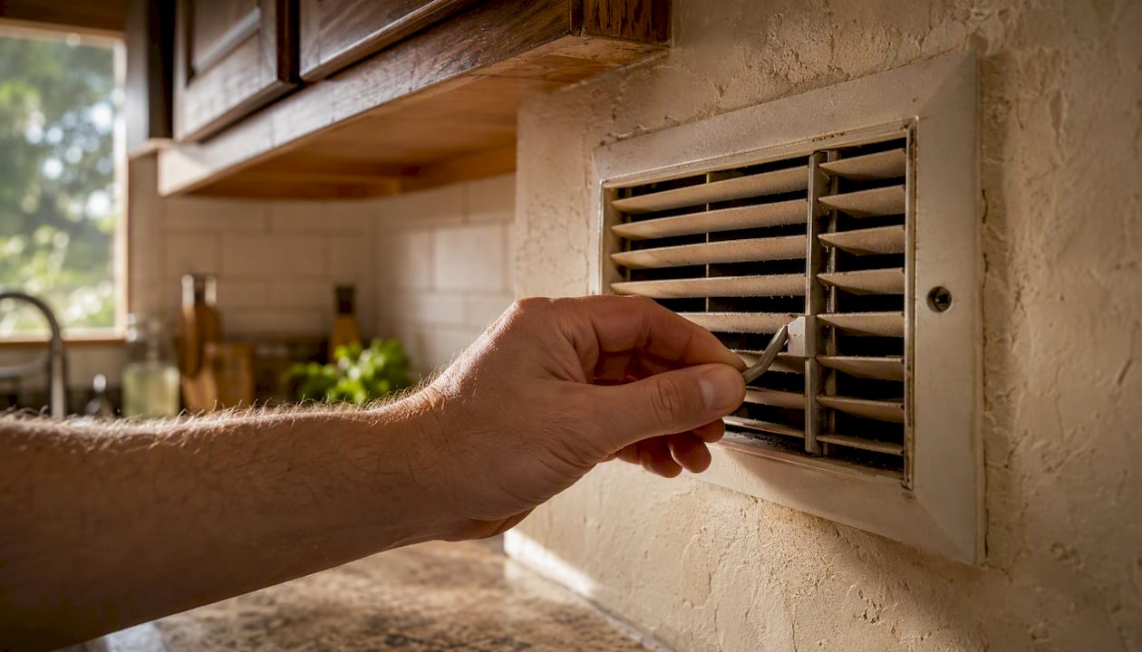 Hand adjusting an open air vent damper