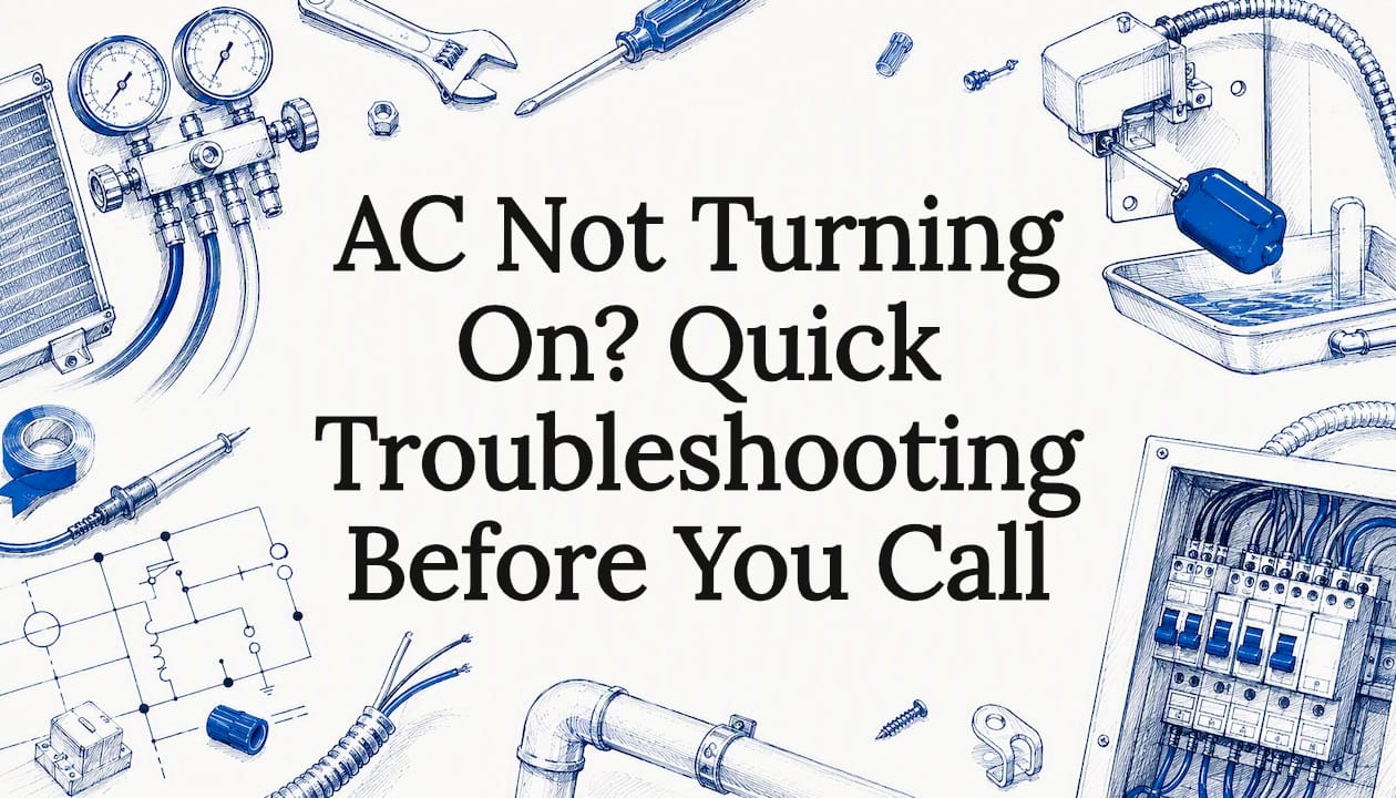 Decorative HVAC troubleshooting title card illustration
