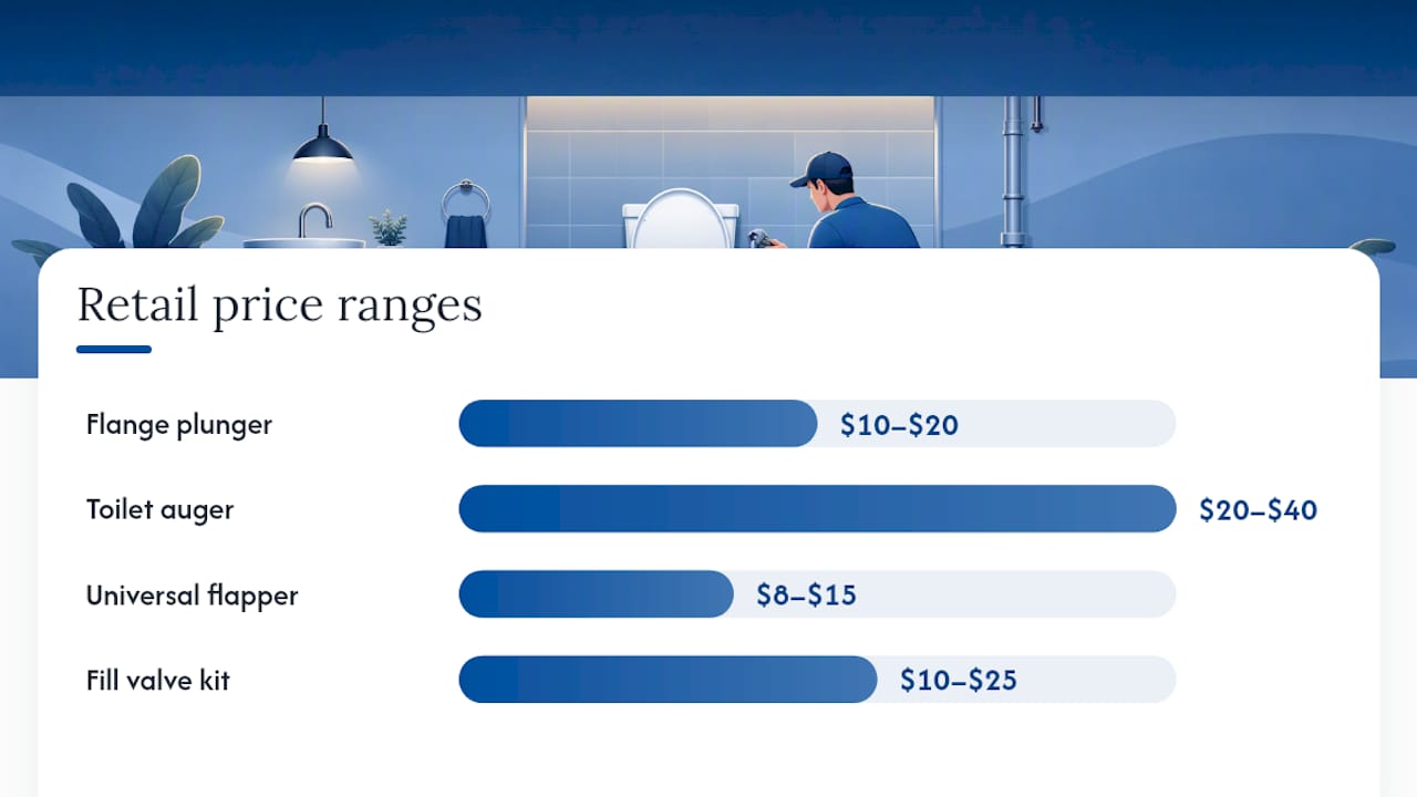 Cost comparison of common toilet repair parts