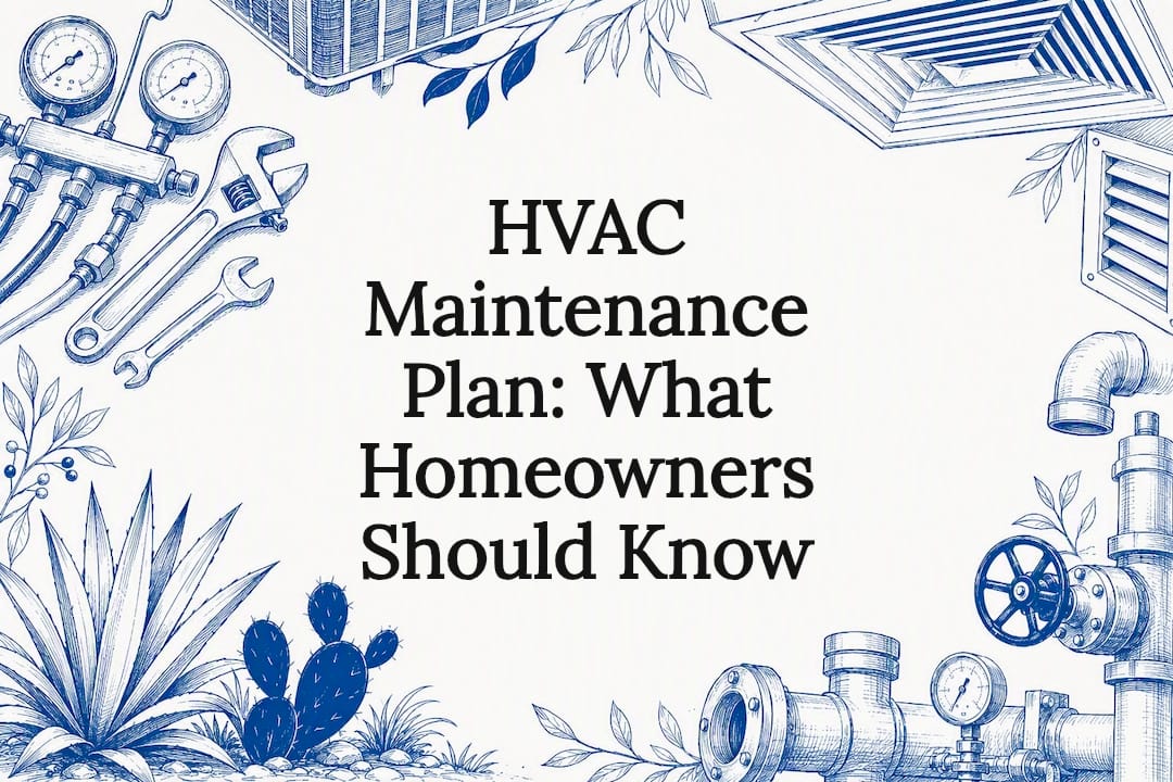 Decorative HVAC maintenance title card illustration