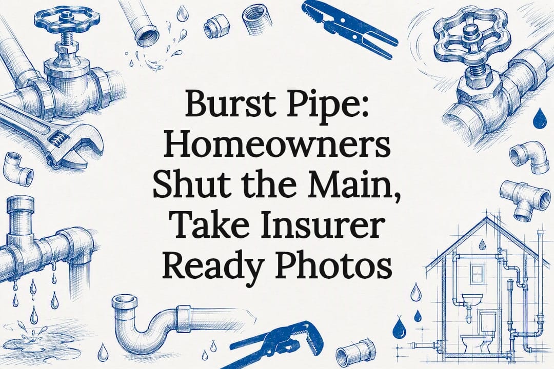 Decorative title card illustration with plumbing motifs