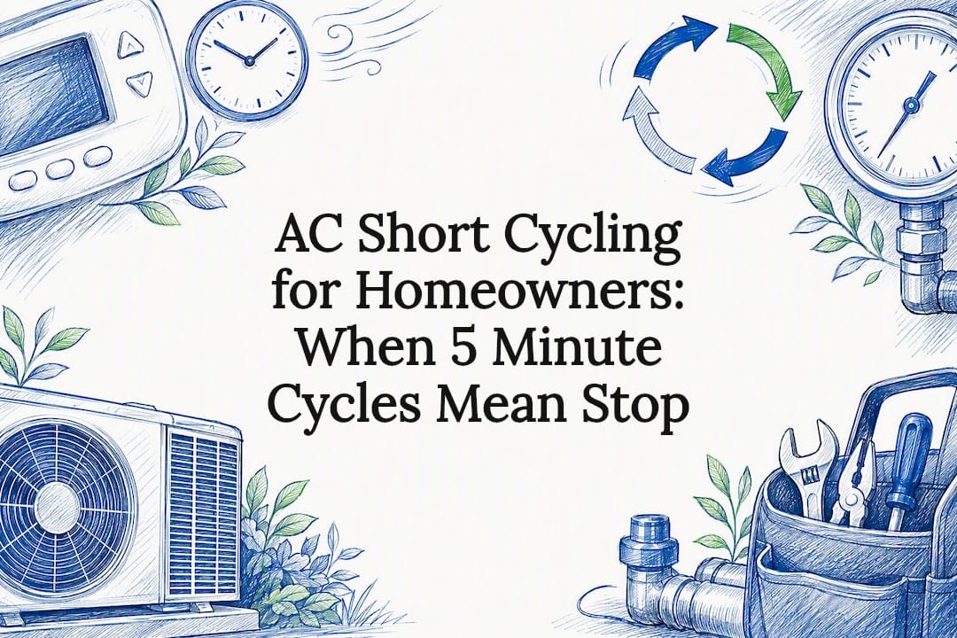 Decorative AC short cycling title card illustration