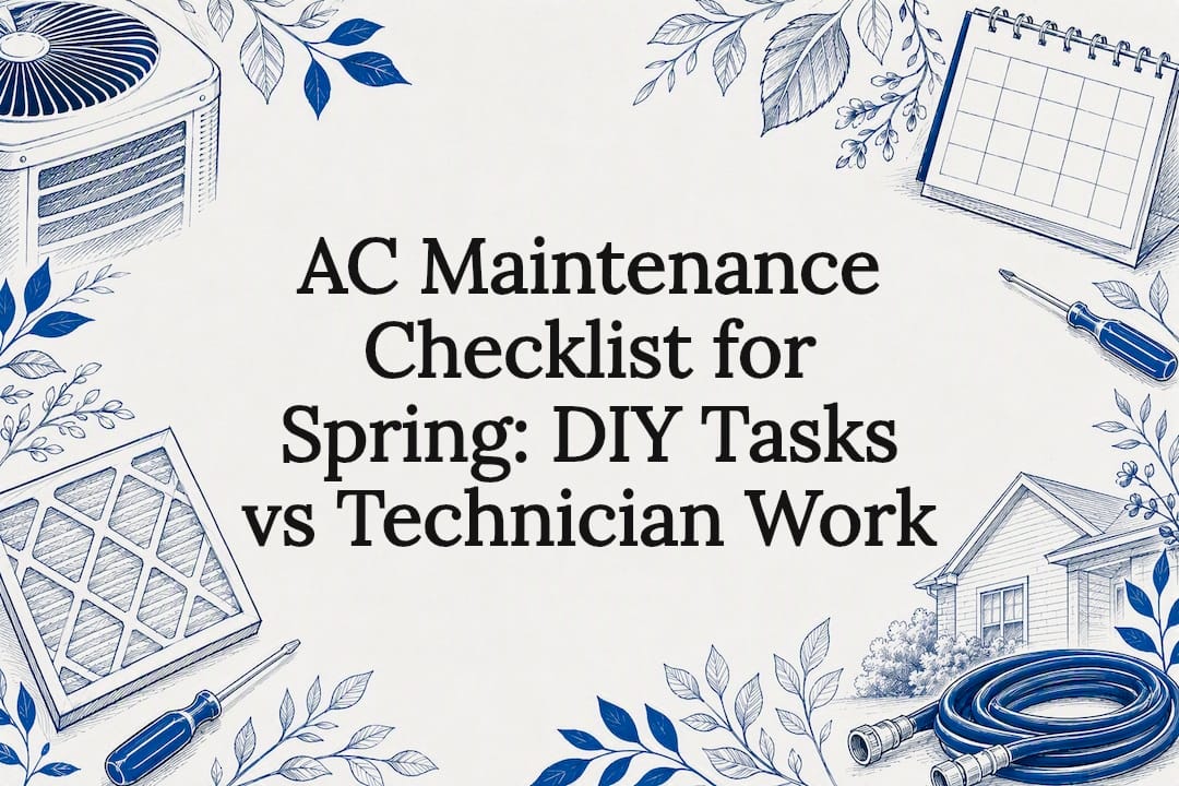 Decorative spring AC maintenance checklist illustration