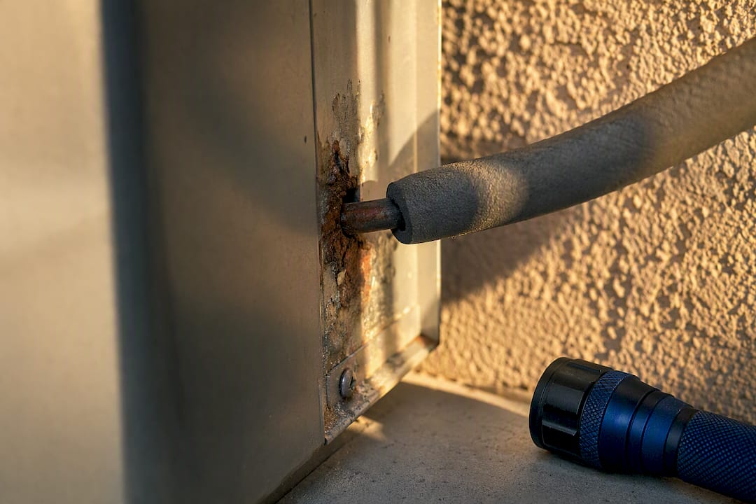 Rust and corrosion on AC cabinet edge