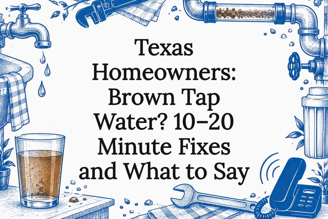 Decorative brown tap water title card