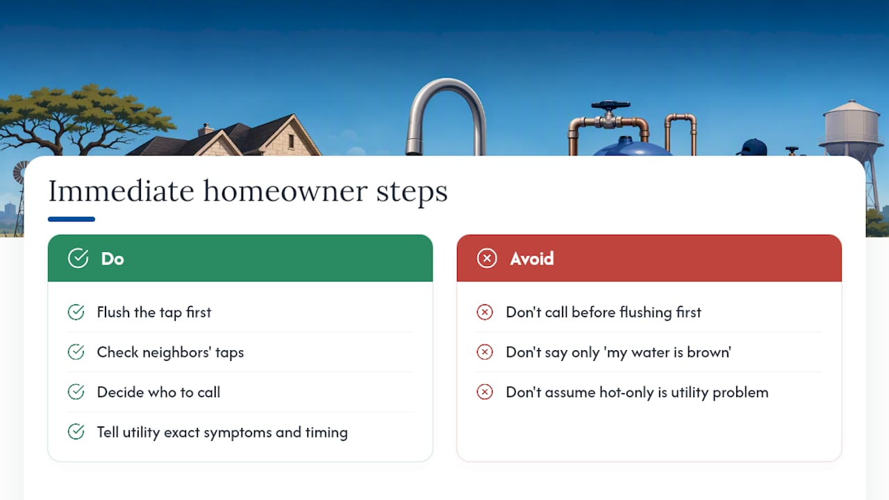 Why Homeowners Get the Response to Brown Water Backward — overview diagram