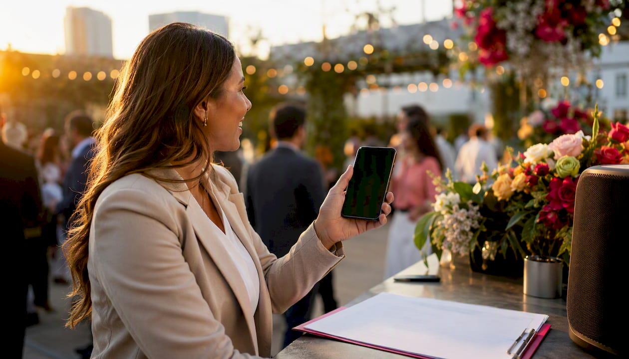Event planner organizing communication tools
