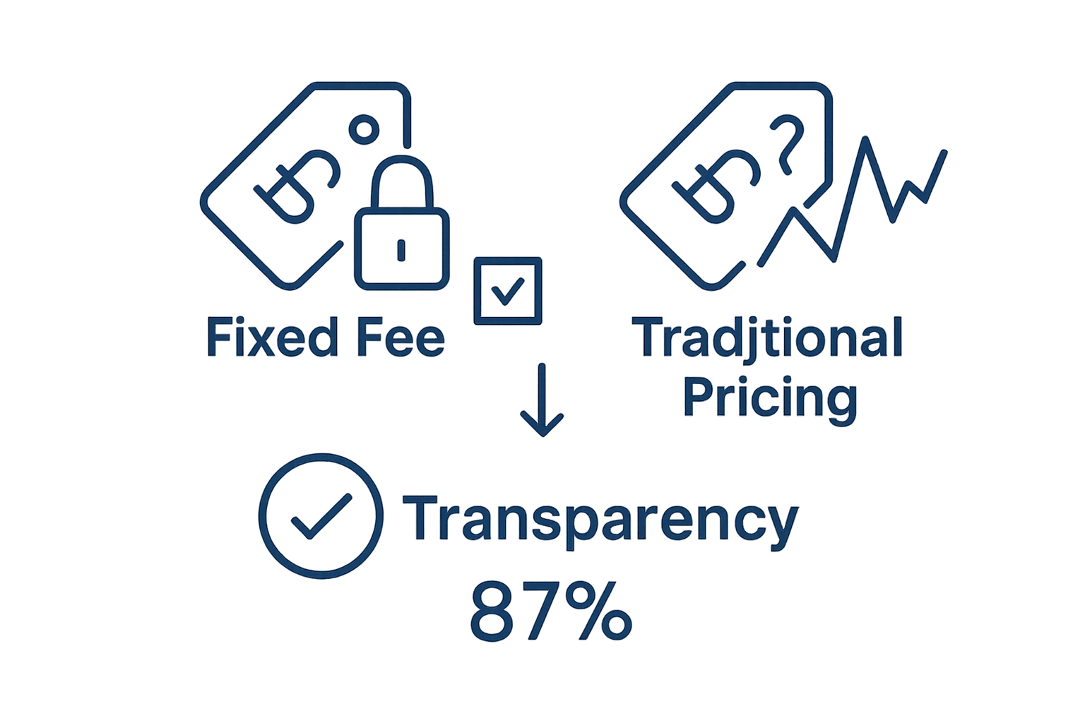Fixed-fee versus traditional conveyancing pricing visual comparison