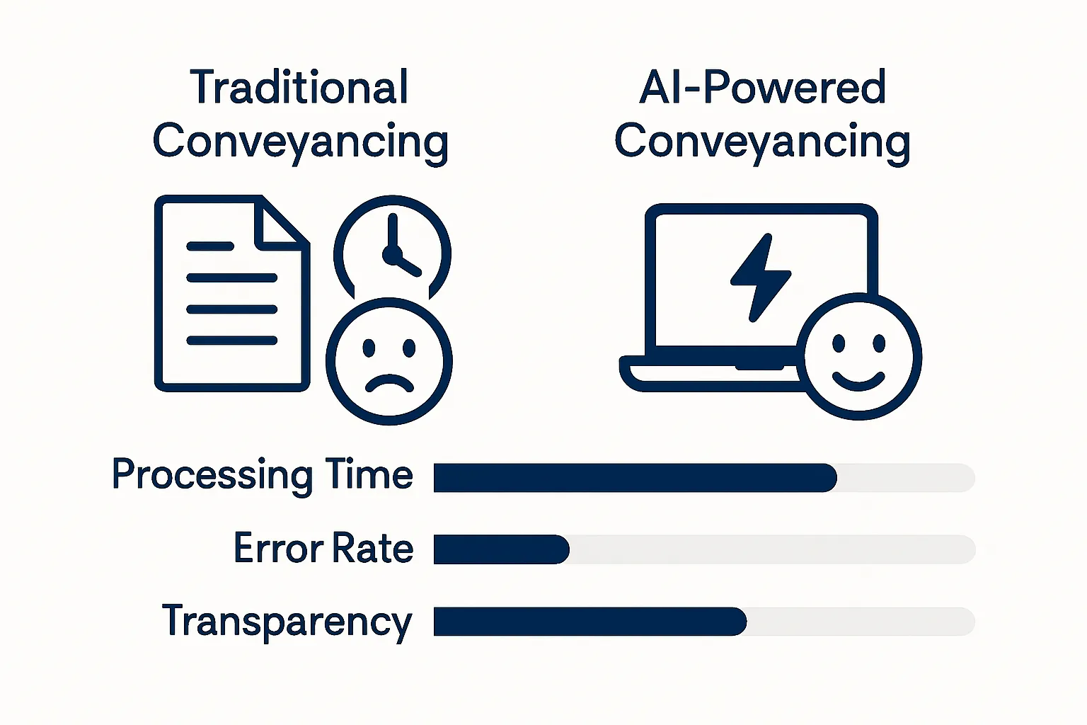 Infographic comparing traditional vs AI-powered conveyancing