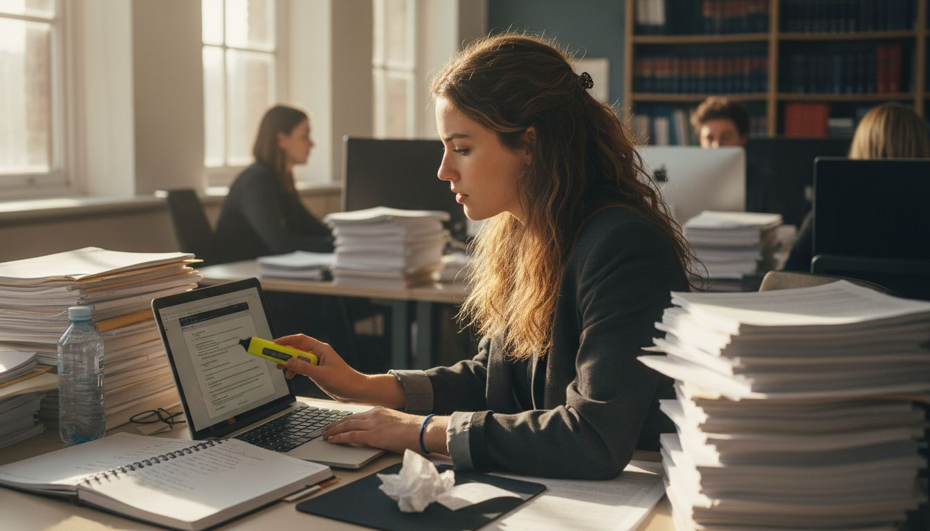 Paralegal uses laptop with ai conveyancing tools