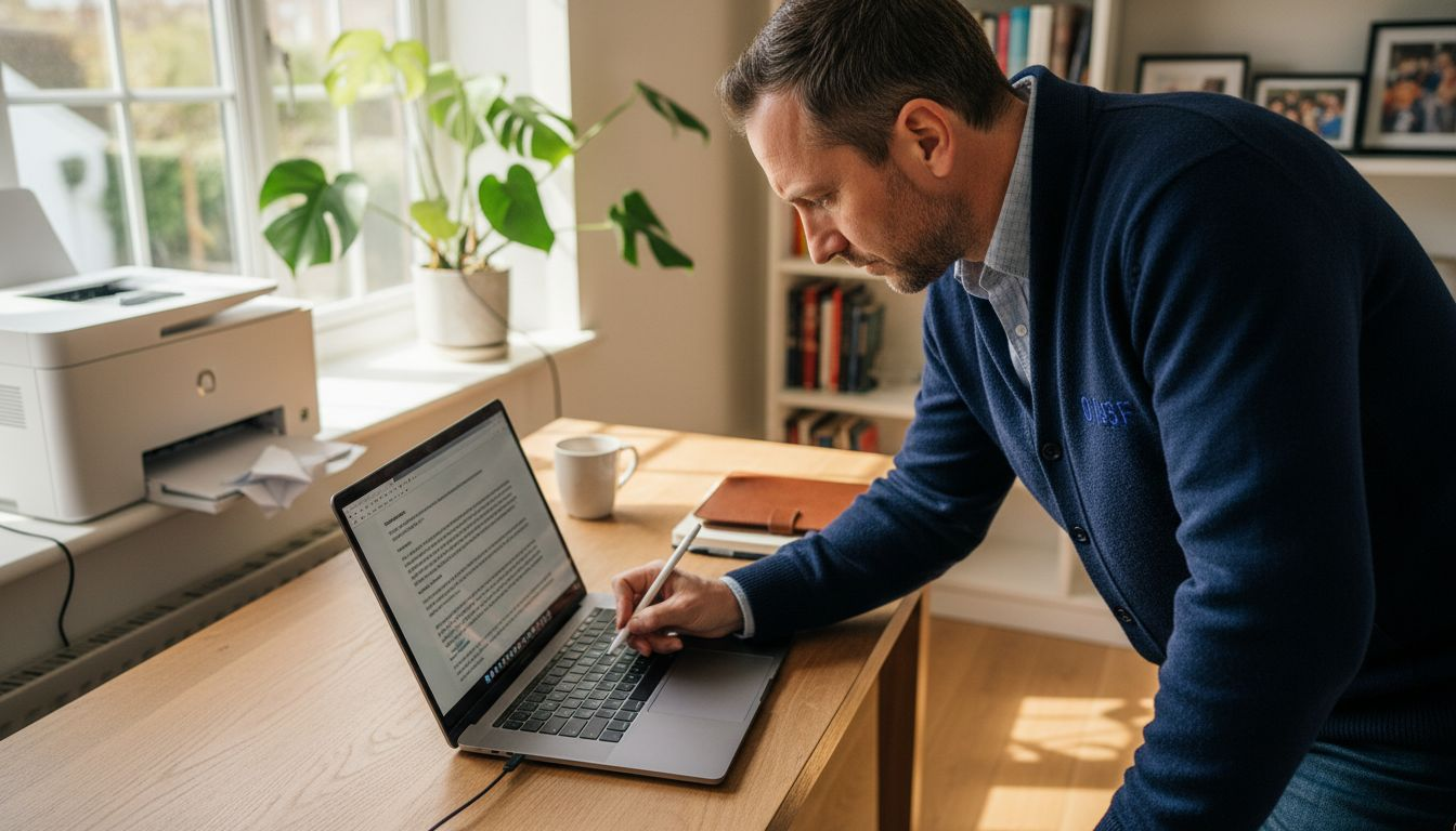 Home office digital conveyancing signing scene