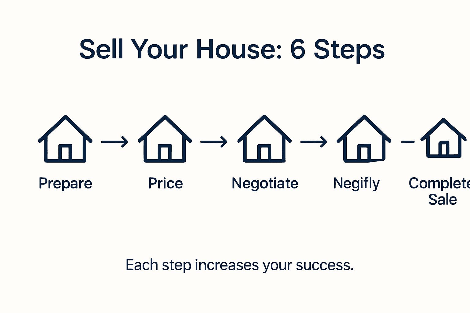 Infographic showing six steps to sell a house