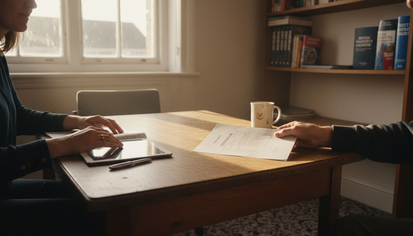 Conveyancer meeting elderly client in office