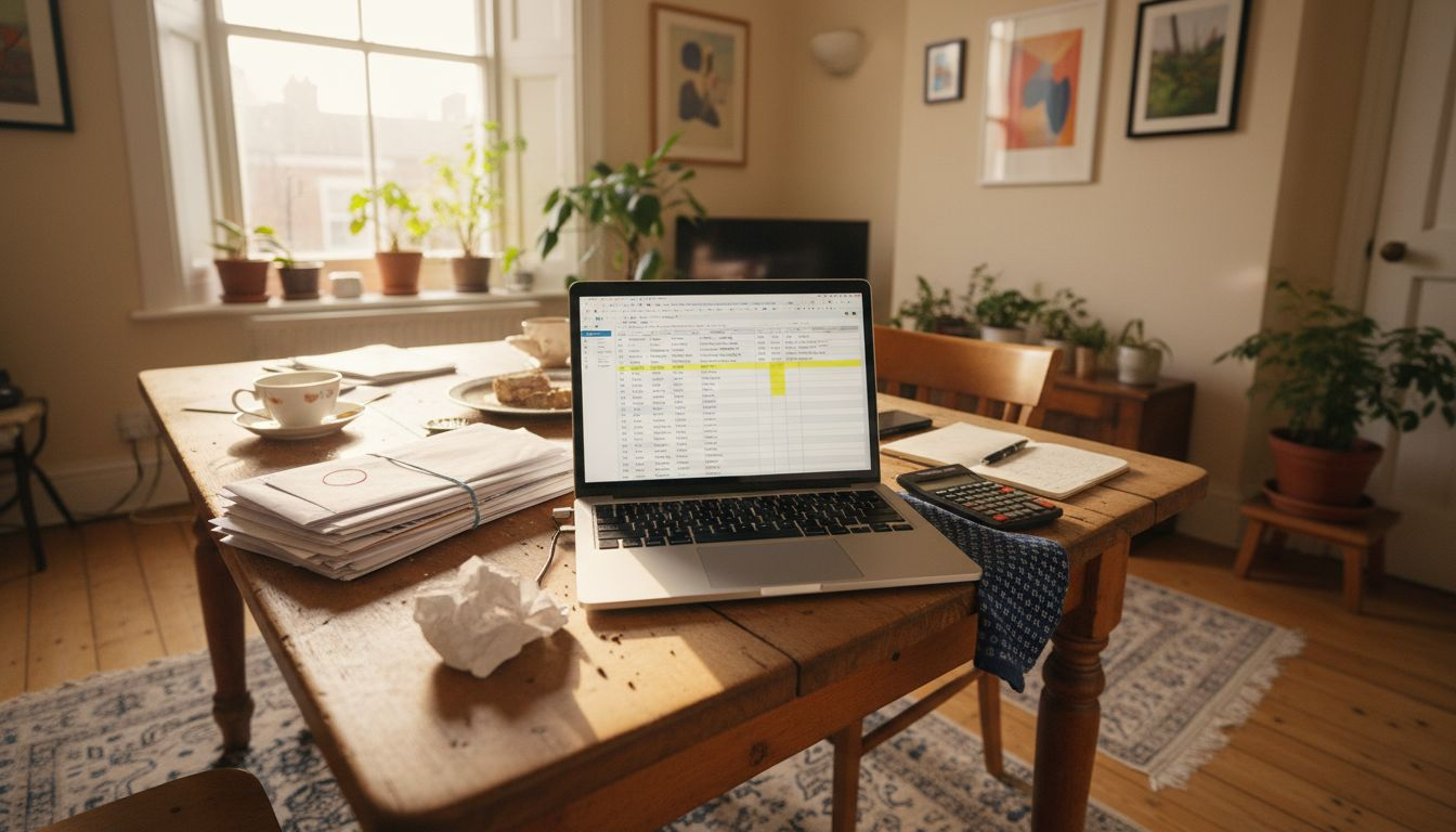 Couple reviewing conveyancing fees at kitchen table