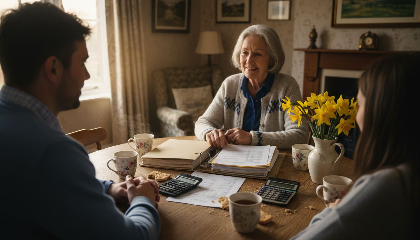 Family discussing equity release risks together