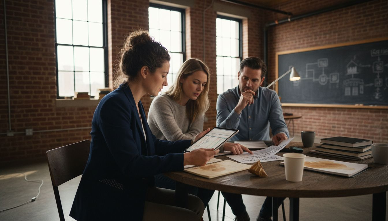 Legal team collaborating on digital documents